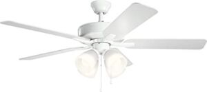 Kichler 330016WH Basics Pro Premier 52” Ceiling Fan with LED Lights, White