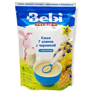 Bebi Milk Cereal for Babies 7 Cereals with Blueberries from 6months,100% Natural Cereals and Fruits, Non-GMO, with Probiotics Vitamins,7oz/200g