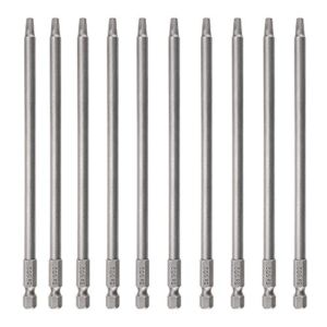 Rocaris 10pcs 1/4 Inch Hex Shank Long Magnetic Square Head Screwdriver Bits Set Power Tools SQ2 For Poket Hole Jig- 6 inch Length