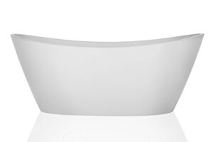 Empava 67 Inch Acrylic Freestanding Bathtub Contemporary Soaking Tub with Brushed Nickel Overflow and Drain EMPV-BT1518, Glossy White