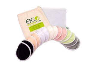 Contoured or Round | Washable Reusable Bamboo Nursing Pads | Organic Bamboo Breastfeeding Pads | Large (12cm) | 14 Pack with 2 Bonus Pouches & Free E-Book