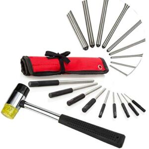 TuffMan Tools, Roll Pin Punch Set with Soft Mallet – Great for Gun Building and Removing Pins