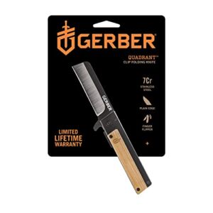 Gerber Gear 31-003731 Quadrant Fixed Blade Knife, Folding Knife with Pocket Clip, EDC Gear, 2.7 Inch Blade, Bamboo