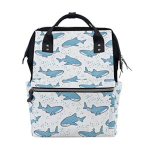 Diaper Bag Whale Sharks Backpack for Mom/Dad, Wide Open Multi-Function Travel Backpack Nappy Bags