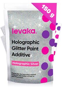 Glitter for Paint [5.3oz] – Holographic Silver with 2 x Buffing Pads – Glitter for Painting Walls for Luminous Paint Finish on Interior or Exterior Walls, Ceilings, and Wood – Glitter Paint Additive