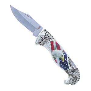 ASR Outdoor Back Lock Folding American Eagle Pocket Knife Collectible Gift, 8 inch