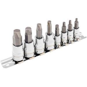 Powerbuilt 240094 8 Piece Zeon Metric Hex Bit Socket Set – with use for Damaged Fasteners, Standard, Rusted, Rounded Bolts, Size from 3mm to 10mm