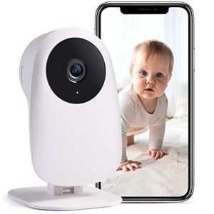 Nooie Baby Monitor with Camera and Audio, 1080P Night Vision, Motion and Sound Detection, 2.4G WiFi Home Security Camera, for Baby Nanny Elderly and Pet Monitoring, Works with Alexa