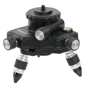 Huepar Laser Level Adapter, Metal 360-Degree Rotating Base for Laser Level Tripod Connector, 1/4’’ Threaded Mount and Horizontal Bubble, Micro-adjust Fine Turning Pivoting Base AT2