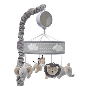 Lambs & Ivy Jungle Safari Musical Baby Crib Mobile – Gray, Beige, White, Animals