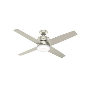 Hunter Advocate Indoor Wi-Fi Ceiling Fan with LED Light and Remote Control, 54″, Matte Nickel