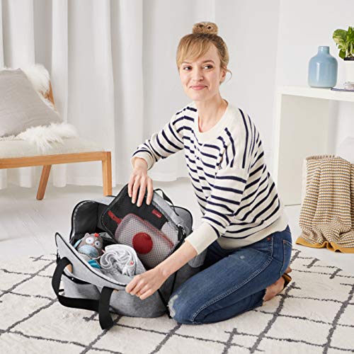 Skip Hop Diaper Bag: Iconic Duo Weekender, Extra Large Capacity with Changing Pad & Stroller Attachment, Grey Melange | The Storepaperoomates Retail Market - Fast Affordable Shopping