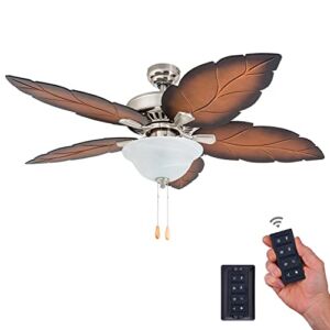 Prominence Home 50771-01 Bradenton Tropical Ceiling Fan (3 Speed Remote), 52″, Mocha, Brushed Nickel