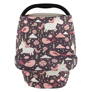 FOZZA Car Seat Canopy for Babies, High Stretchy & Ultra Soft Car Seat Cover, Multi- use Breastfeeding Covers, Shower Gifts for Boys and Girls(Unicorn Print)