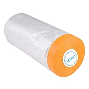 Pre-Taped Masking Film Paper, Adhesive Plastic Painting Drop Film for Automotive Furniture Protection Covering (5 X 65 Ft)