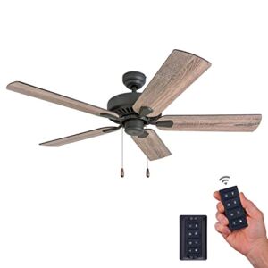 Prominence Home 50746-01 Eagle Creek Farmhouse Ceiling Fan (3 Speed Remote), 52″, Barnwood/Tumbleweed, Aged Bronze