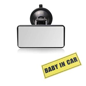 Rear View Mirror for Backseat with Baby- in- Car Sticker, Interior Car Suction Cup Windshield Mirror Strong Sucker Flat Rear View Mirror for Baby Infant Child New