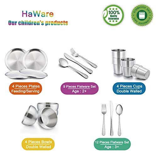 6-Piece 18/8 Stainless Steel Plates, HaWare Metal 304 Dinner Dishes for Kids Toddlers Children, 8 Inch Feeding Serving Camping Plates, Reusable and Dishwasher Safe | The Storepaperoomates Retail Market - Fast Affordable Shopping