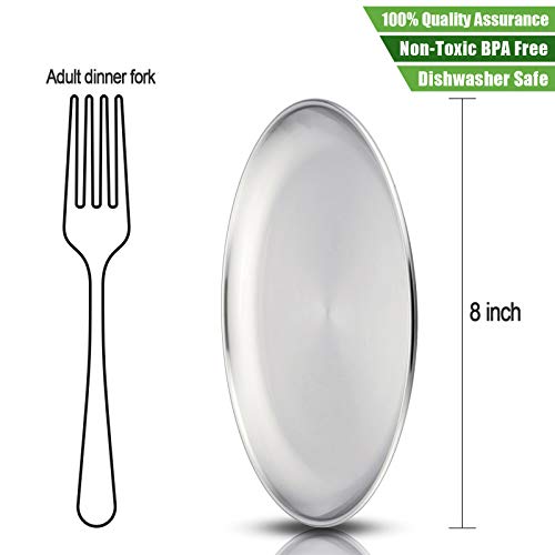 6-Piece 18/8 Stainless Steel Plates, HaWare Metal 304 Dinner Dishes for Kids Toddlers Children, 8 Inch Feeding Serving Camping Plates, Reusable and Dishwasher Safe | The Storepaperoomates Retail Market - Fast Affordable Shopping