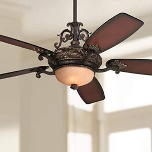 56″ Casa Esperanza Vintage Indoor Ceiling Fan with Light LED Remote Control Dimmable Antique Bronze Gold Shaded Teak Blades for House Bedroom Living Room Home Kitchen Dining Office – Casa Vieja