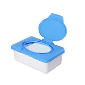 Baost Portable Wet Wipe Travel Cases Napkin Tissue Paper Storage Box Plastic Wipes Dispenser Case Baby Wipes Holder Refillable Container with Buckle Lid for Home Car Office Blue