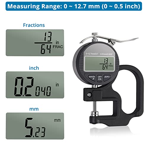 AUTOUTLET Digital Thickness Gauge with Precise LCD Display, Range 0.0005-0.5inch / 0.01-12.7mm, Thickness Measuring Tool in Fractions / Inch / Metric, Electronic Percentage Thickness Meter | The Storepaperoomates Retail Market - Fast Affordable Shopping