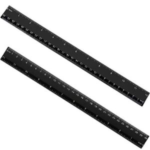 eBoot Plastic Ruler Straight Ruler Plastic Measuring Tool 12 Inches, 2 Pieces (Black)