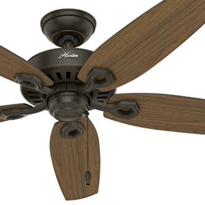 Hunter Fan 52 inch Outdoor Ceiling Fan in New Bronze with 5 Stained Oak Fan Blades (Renewed)