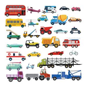 decalmile Cars Wall Stickers Transports Kids Room Wall Decor Peel and Stick Wall Decals for Boys Children’s Room Nursery Bedroom Classroom