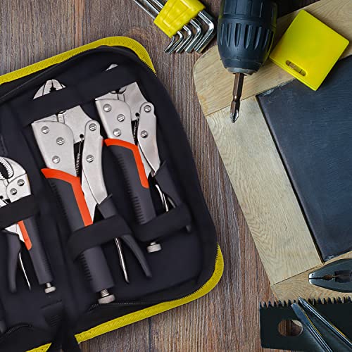 KOTTO 5 Pack Set Locking Pliers Set, 5 Inch, 7 Inch and 10 Inch Curved Jaw Locking Pliers, 7 Inch and 9 Inch Long Nose Locking Pliers with Storage Bag | The Storepaperoomates Retail Market - Fast Affordable Shopping