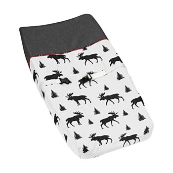 Grey, Black and Red Woodland Plaid and Moose Changing Pad Cover for Rustic Patch Collection by Sweet Jojo Designs | The Storepaperoomates Retail Market - Fast Affordable Shopping