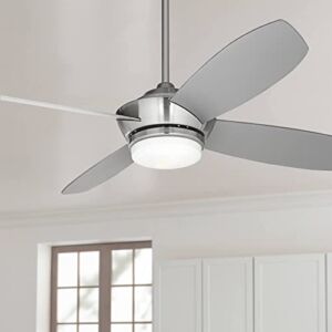 52″ Veridian Modern Contemporary Indoor Ceiling Fan with Light LED Remote Control Dimmable Brushed Nickel Silver Blades Opal Glass House Bedroom Living Room Home Kitchen Dining Office – Casa Vieja