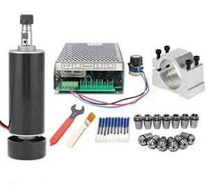 CNC Spindle Kit 500W Air Cooled 0.5kw Milling Motor + Spindle Speed Power Converter + 52mm Clamp + 13pcs ER11 Collet + 10pcs CNC Bits for DIY CNC Engraving