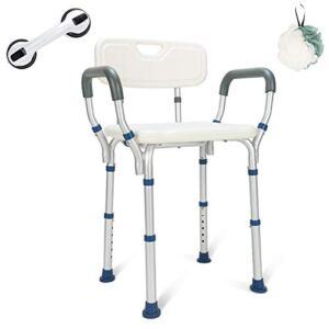 GreenChief Heavy Duty Shower Chair with Arms and Back – Tool Free – Bathtub Seat with Handles for Seniors, Elderly, Disabled & Handicap- Adjustable Medical Shower Stool Spa Seat for Bariatrics 300Lb