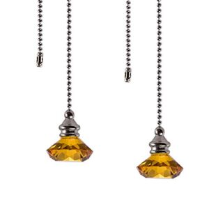 Ceiling Fan Pull Chain Set – 2 pieces Amber Diamond Fan Pull Chains 20 Inch Ceiling Fan Chain Extender with Chain Connector Home Wedding Decor Ornament Pendant