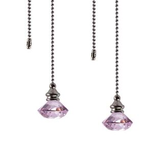 Ceiling Fan Pull Chain Set – 2 pieces Pink Diamond Fan Pull Chains 20 Inch Ceiling Fan Chain Extender with Chain Connector Home Wedding Decor Ornament Pendant