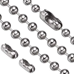 Pull Chain, 2 Pieces 36″ Stainless Steel Bead Chain, Great Pulling Force & Rustproof, 6 Size, 3.2mm ball chain with 4 free Matching Connectors – Silver (36 inch)
