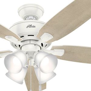 Hunter Fan 52 inch Brushed Nickel Ceiling Fan with Four Dimmable LED Lights (Renewed) (Fresh White)