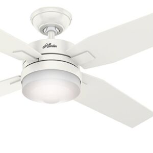 Hunter Fan 50 inch Contemporary Ceiling Fan with LED Light in Fresh White (Renewed)