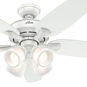 Hunter Fan 52 inch Ceiling Fan with 4 LED Lights in Fresh White (Renewed)