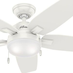 Hunter Fan 46 inch Contemporary Ceiling Fan with LED Light Kit in Fresh White, 5-Blade (Renewed)