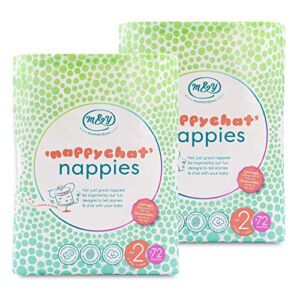 Mum & You Nappychat Eco-Friendly Diapers​ – Newborn/Size 2 144 ct (2 pk of 72) 7-13 lbs. Made Using Biodegradable Wood Pulp. Hypoallergenic, Dermatologically Tested, Free from Lotion and Perfumes.