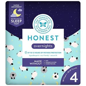 The Honest Comp, Diapers Overnight Size 4 Sheep, 24 Count