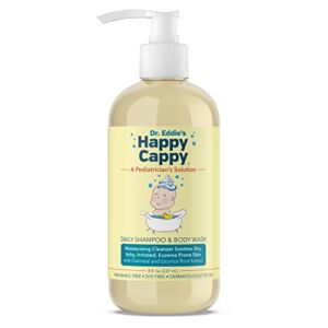 Dr. Eddie’s Happy Cappy Daily Shampoo & Body Wash for Children, Soothes Dry, Itchy, Sensitive, Eczema Prone Skin, Dermatologist Tested, No Fragrance, No Dye, 8 oz