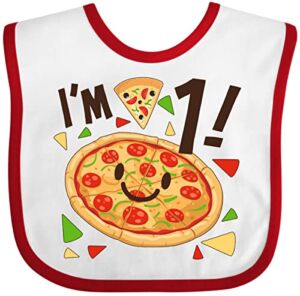 Inktastic I’m 1 Pizza Birthday Party Baby Bib White and Red 2fdda