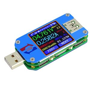 UM25C Color LCD Display Tester 1.44 Inch 5A USB 2.0 Type C Bluetooth Tester Voltage Current Meter Voltmeter Ammeter Battery Charge Measure Cable Resistance Load Impedance Measurement