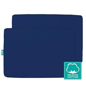 Waterproof Pack N Play Sheets Fitted, 2 Pack Portable Playard / Mini Crib Sheets, Ultra Soft Cotton Pack and Play Sheets, Navy Blue, Washable & Pre-Shrink