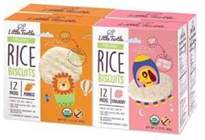 Little Turtle Rice Biscuits Combo Pack, Organic Mango & Strawberry Flavor, 12 wrapped 2 Pack, 4 Count
