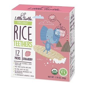 Little Turtle Rice Teethers, Organic Strawberry Flavor, 12 wrapped 2 Pack, 4 Count
