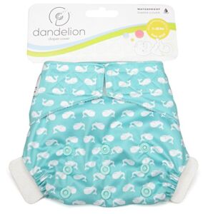 Dandelion Diapers Cover Shell with Hook and Loop, Whales, One Size